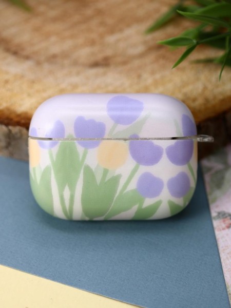 Чехол для AirPods Pro "Flower mix", yellow-purple 