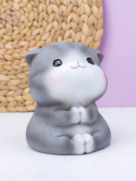 Копилка "Gray cat", paws together (16 см), пластик 