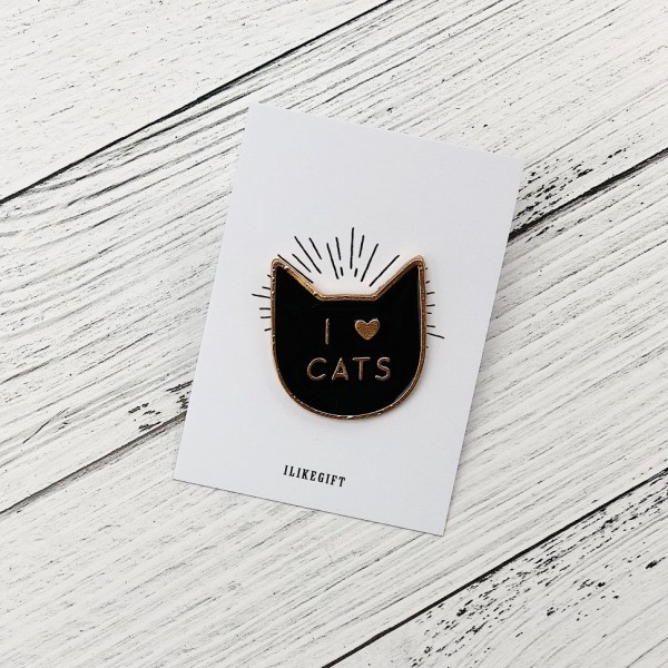 Значок " I love cats", black 