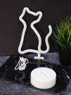 Неоновый LED ночник "Cat", розовое свечение (24х16 см)