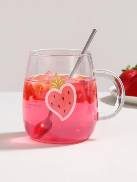 Кружка стеклянная "Love in strawberries", pink (470 мл) 