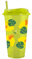 Стакан тамблер "Summer colors Leaves" с трубочкой, green (400 ml)