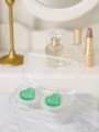 Контейнер для линз «Circle hearts», green