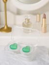 Контейнер для линз «Circle hearts», green