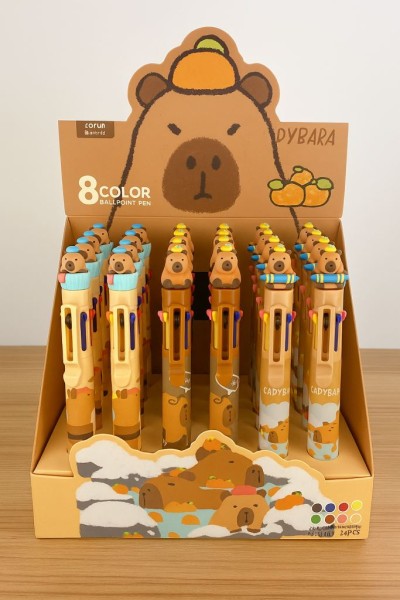 Разноцветная ручка 8 в 1 "Capybara with duck" mix, шоу-бокс 24 шт. 