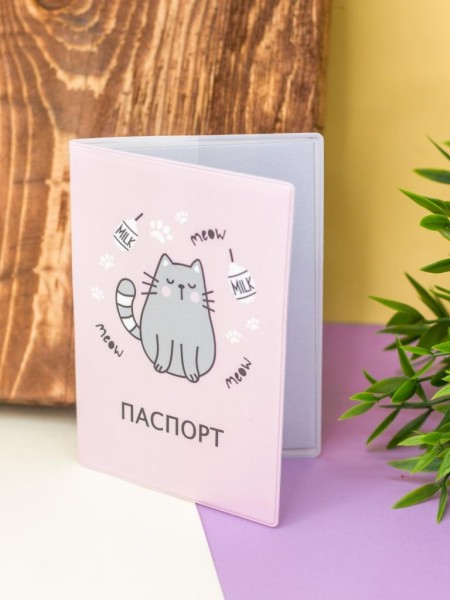 ОБЛОЖКА ДЛЯ ПАСПОРТА "Meow cat", плотность 560 мкм 