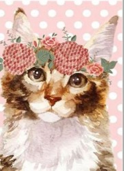Алмазная мозаика "Котёнок с венком", 15х20 см