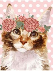 Алмазная мозаика "Котёнок с венком", 15х20 см