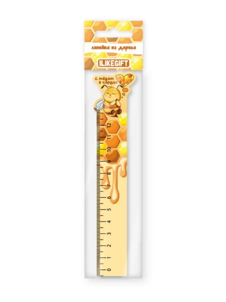 Линейка ECO из дерева ILikeGift "С мёдом в сердце" 