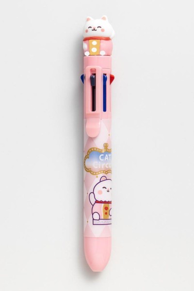 Разноцветная ручка 8 в 1 "Strict cat", pink 