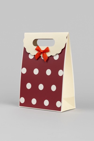 Пакет подарочный (M) "Many dots", red (19x 9 x 27) 