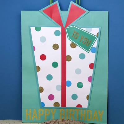 Пакет подарочный (L) «Happy B-day gift», green (32*42*11)