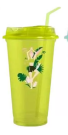 Стакан тамблер "Summer colors Yoga" с трубочкой, green (400 ml)