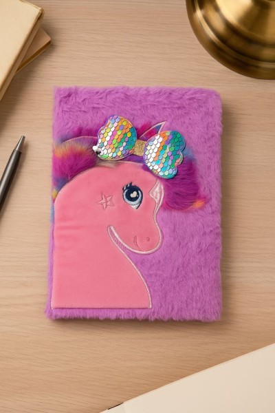 Блокнот плюшевый "Unicorn bow", purple, 21х15 см, плотность 80 гр. 