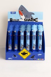 Разноцветная ручка 8 в 1 "Light blue shark" mix, шоу-бокс 24 шт.