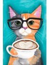 Алмазная мозаика "Кот с чашкой кофе", 15х20 см