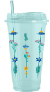 Стакан тамблер "Summer colors Flowers" с трубочкой, blue (400 ml)