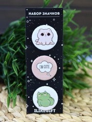 Набор значков 3 шт. iLikeGift "Cute Cat and Frog"