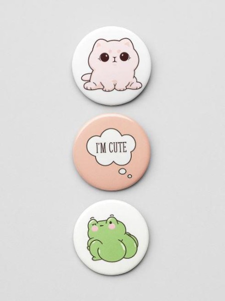 Набор значков 3 шт. iLikeGift "Cute Cat and Frog" 