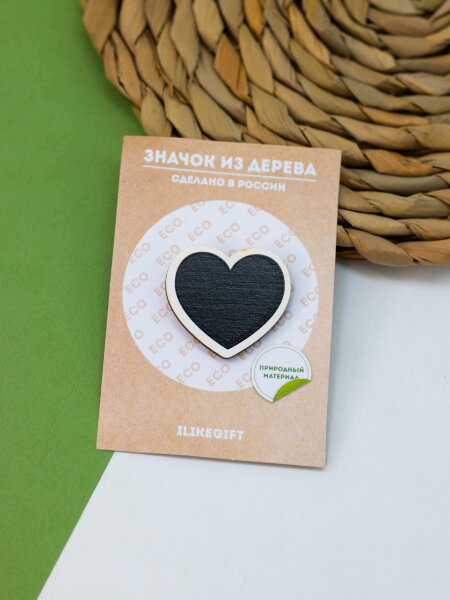 Значок ECO из дерева BLACK LOVE 