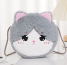 Сумочка плюшевая "Cute cat",  grey (16*14 см)