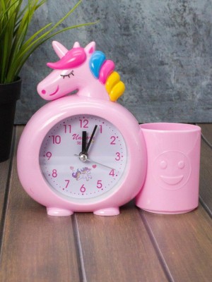 Часы-будильник с подставкой для канцелярии «Rainbow unicorn», pink
