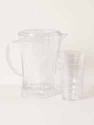 Набор для напитков (кувшин 1500 мл + 4 стакана 300 мл) "Transparent set", white