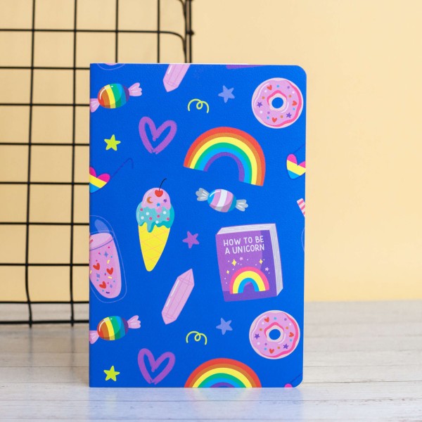 Тетрадь (A5) "Rainbow donut", dark blue (13.5*20.5) 