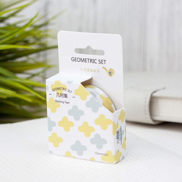 Декоративный скотч "Geometric set plus sign", yellow-gray 