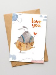 Открытка «Зайка. Love you», 100*150 мм, 5 шт