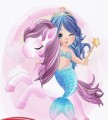 Алмазная мозаика "Русалочка с единорогом", 15х20 см
