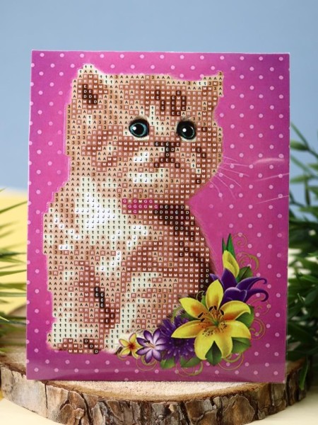Алмазная мозаика "Котёнок", 14*18 см 