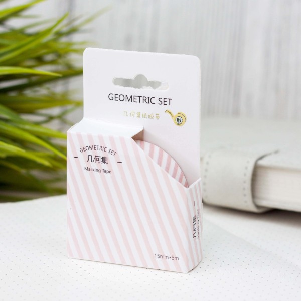 Декоративный скотч "Geometric set stripes", pink 