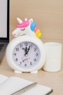 Часы-будильник с подставкой для канцелярии «Rainbow unicorn», white (14х15 см)