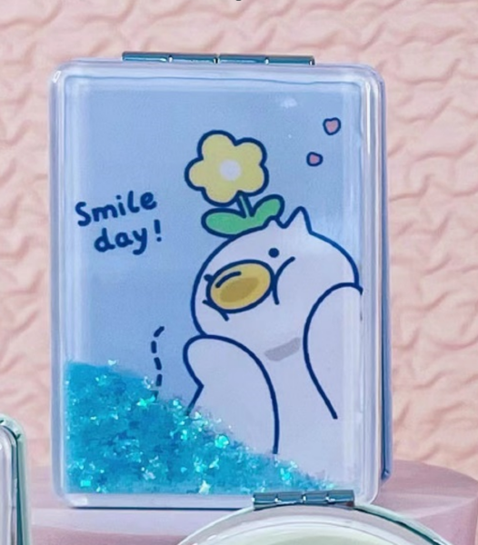 Зеркало шейкер раскладное "Smile day Duck", голубое, 8*6 см 