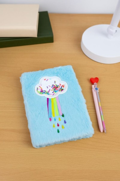 Блокнот плюшевый с замочком «Colorful rain», blue, 21,5х15 см, плотность 70 гр. 