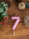 Свеча для торта "Pink glow" цифра 7, (6 см)