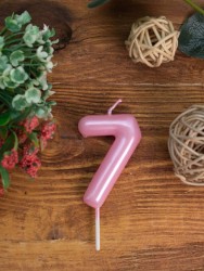 Свеча для торта "Pink glow" цифра 7, (6 см)