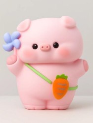 Копилка «Pig carrot bag», pink (24 см), пластик