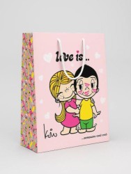 Пакет подарочный "Love is", нежно-розовый, (33,5*40,6*15,5)