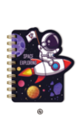 Блокнот на спирали (B6) "Space exploring, rocket", black (13*18)