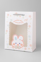 Пакет подарочный (M) "Cute animals, bunny", pink (33*25*12)