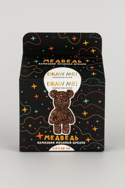 Алмазная мозаика на брелоке Draw Me! «Bronze bear», (4.5*3.5*8 см) 