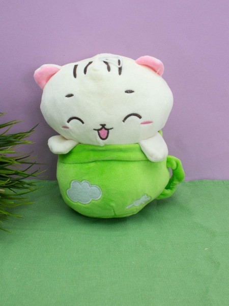 Мягкая игрушка "Kitty pot", green, 21 см 