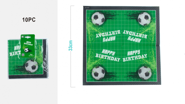 Салфетки бумажные 10 шт. "Football party" (33*33 см) 