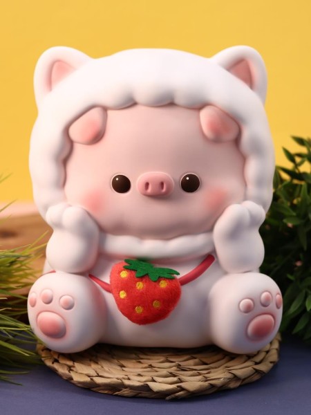 Копилка «Pig strawberry bag», pink (24 см), пластик 