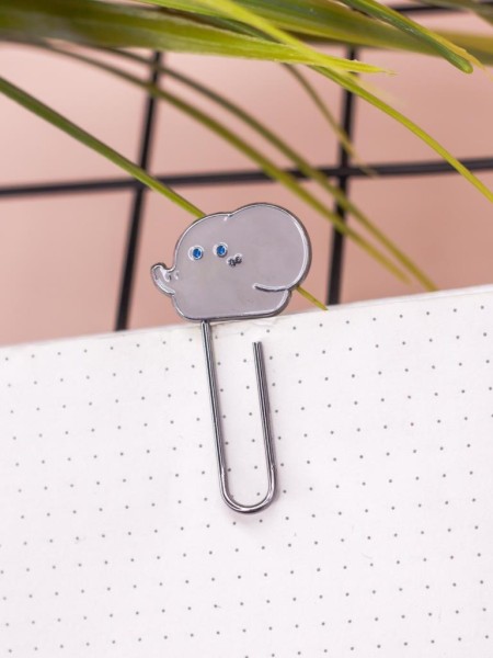 Закладка - скрепка "Head elephant", grey 