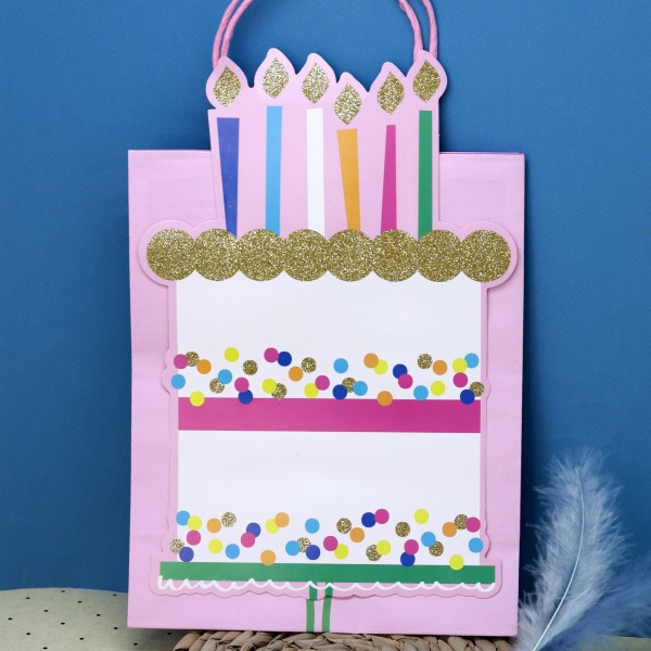 Пакет подарочный (S) «Happy B-day cake», white (21*25.5*10) 