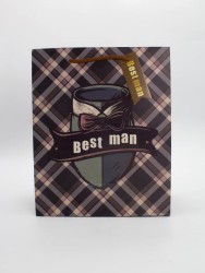 Пакет подарочный «Best man», brown (26*32*12.5)