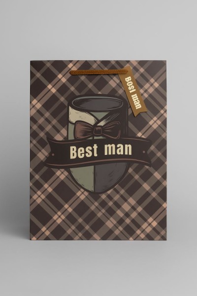 Пакет подарочный «Best man», brown (26*32*12.5) 
